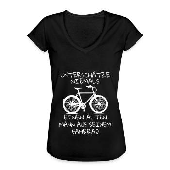Fahrrad Alter Mann Rentner Pedelec Lustig Geschenk - Frauen Vintage T-Shirt - Schwarz - Vorne - Danielle (179cm)