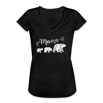 Maman Ours avec 2 Ours Enfants Meilleur Mère Vintage - T-shirt vintage Femme - noir - Devant - Danielle (179cm)
