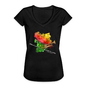 Trompete - Frauen Vintage T-Shirt - Schwarz - Vorne - Danielle (179cm)
