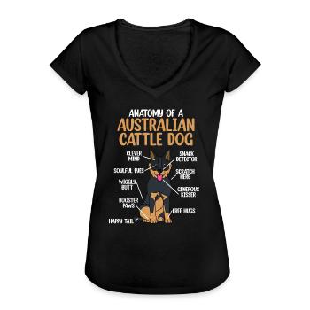 Australian Cattle Dog - Frauen Vintage T-Shirt - Schwarz - Vorne - Danielle (179cm)