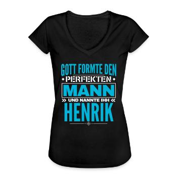 Henrik Name Design - Frauen Vintage T-Shirt - Schwarz - Vorne - Danielle (179cm)