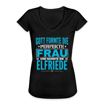 Elfriede Name Design - Frauen Vintage T-Shirt - Schwarz - Vorne - Danielle (179cm)