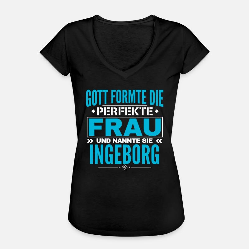 Conception du nom d’Ingeborg - T-shirt vintage Femme - noir