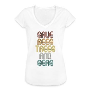 Save The Bees, Trees And Seas Changement climatique Rétro - T-shirt vintage Femme - noir - Devant - Danielle (179cm)