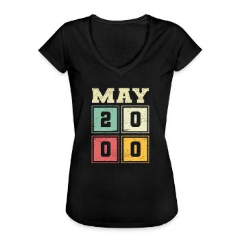 23rd birthday May vintage 2000 vintage - Women's Vintage T-Shirt - black - Front - Danielle (179cm)