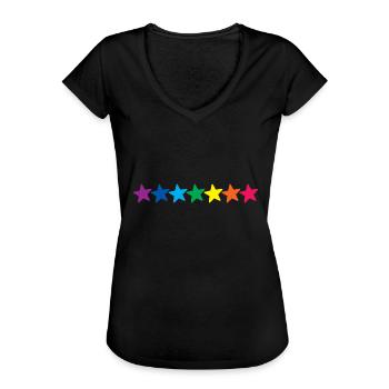 Horizontal Rainbow Stars - Women's Vintage T-Shirt - black - Front - Danielle (179cm)