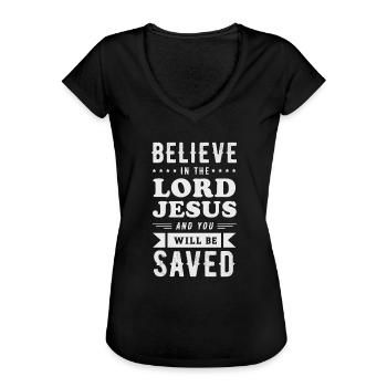 Jesus. Believe. Saved. - Frauen Vintage T-Shirt - Schwarz - Vorne