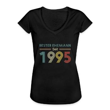 Bester Ehemann Seit 1995 25. Hochzeitstag Silberne - Frauen Vintage T-Shirt - Schwarz - Vorne - Danielle (179cm)