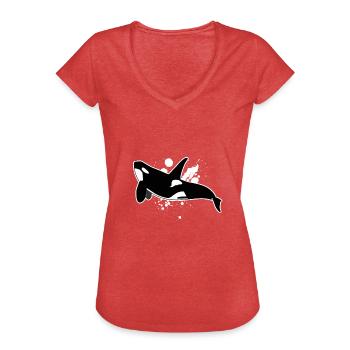 Orca - T-shirt vintage Femme - rouge chiné - Devant - Danielle (179cm)