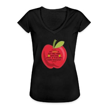 red apple with funny saying - Women's Vintage T-Shirt - black - Front - Danielle (179cm)