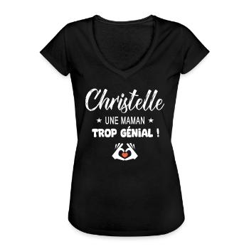 Christelle Cadeau pour une maman génial - T-shirt vintage Femme - noir - Devant