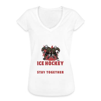 Eishockey Paar - Frauen Vintage T-Shirt - Schwarz - Vorne - Danielle (179cm)