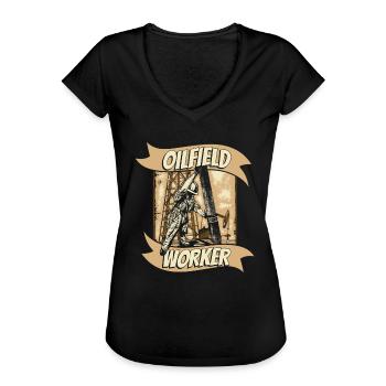 Ölfeld Bohrinsel - Frauen Vintage T-Shirt - Schwarz - Vorne - Danielle (179cm)