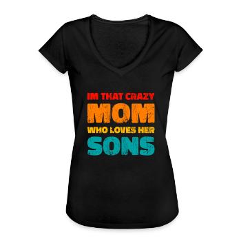 Mom Mutter Sohn - Frauen Vintage T-Shirt - Schwarz - Vorne - Danielle (179cm)