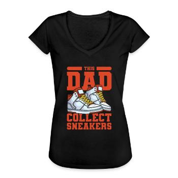 Sneakers Vater Sneaker Dad - T-shirt vintage Femme - noir - Devant - Danielle (179cm)