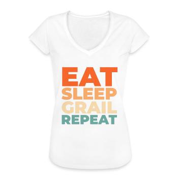 Sneakers Gral Eat Sleep Repeat - Frauen Vintage T-Shirt - Schwarz - Vorne - Danielle (179cm)