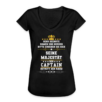 Kapitän - Frauen Vintage T-Shirt - Schwarz - Vorne
