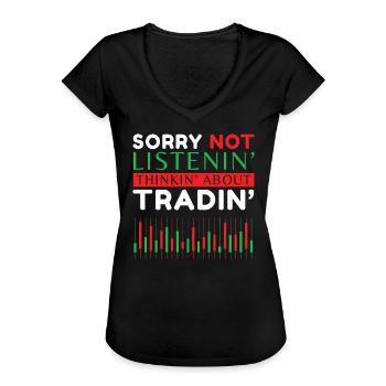 Trader Trader actions Cryptomonnaie - T-shirt vintage Femme - noir - Devant - Danielle (179cm)