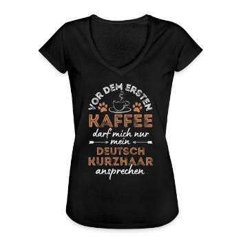 Deutsch Kurzhaar Kaffee Hund Cafe - Frauen Vintage T-Shirt - Schwarz - Vorne - Danielle (179cm)