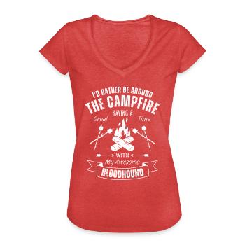 Bloodhound Chien de plein air Nature Randonnée Camping - T-shirt vintage Femme - rouge chiné - Devant - Danielle (179cm)