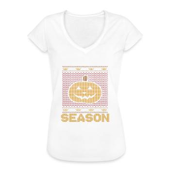 Stitch Pattern Pumpkin Creature Season Halloween - T-shirt vintage Femme - noir - Devant - Danielle (179cm)