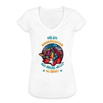 Inscription Bye Bye Kindergarten I Rock The - T-shirt vintage Femme - noir - Devant - Danielle (179cm)