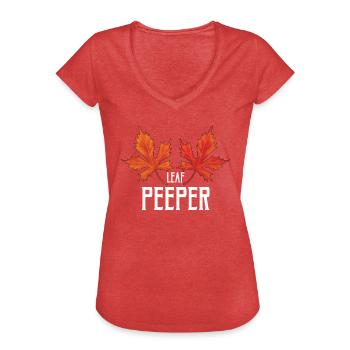 Leaf Peeper Foliage Leaf Peeping - Women's Vintage T-Shirt - heather red - Front - Danielle (179cm)