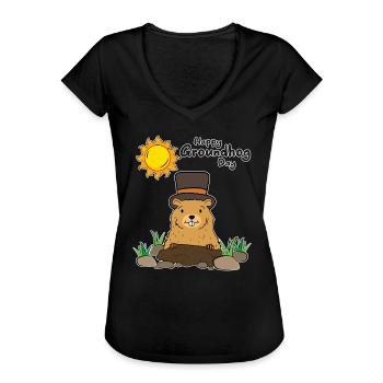Gelukkige Groundhog Day zonneschijn - Vrouwen Vintage T-shirt - zwart - Voor