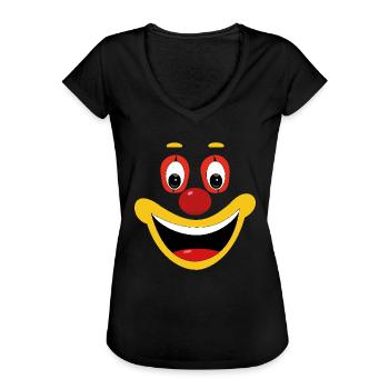 Fasching Clown Gesicht Lustig Fasching Feier Spaß - Frauen Vintage T-Shirt - Schwarz - Vorne - Danielle (179cm)