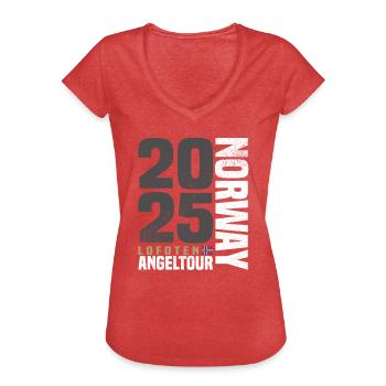 Lofoten Norwegen Angeltour 2025 - Frauen Vintage T-Shirt - Rot meliert - Vorne - Danielle (179cm)