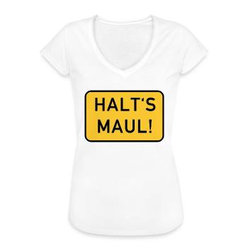 Halt's Maul - Frauen Vintage T-Shirt - Schwarz - Vorne - Danielle (179cm)