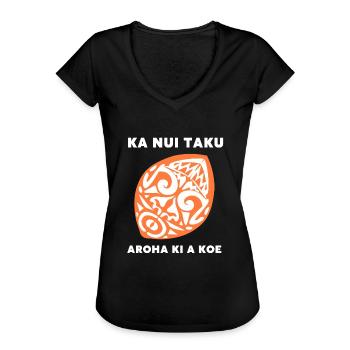 Maori Hei Tiki Tribal Tattoo New Zealand - Frauen Vintage T-Shirt - Schwarz - Vorne - Danielle (179cm)