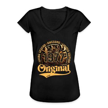 né en 1977 anniversaire rétro vintage 1977 - T-shirt vintage Femme - noir - Devant