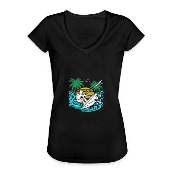 Wellenreiten mit Kiteboard - Frauen Vintage T-Shirt - Schwarz - Vorne - Danielle (179cm)