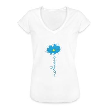 Musique avec Fleur Note de Musique - T-shirt vintage Femme - noir - Devant - Danielle (179cm)
