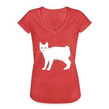 Japanese Bobtail - Frauen Vintage T-Shirt - Rot meliert - Vorne - Danielle (179cm)