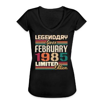 Februar 1985 Fødselsdagsgave Februar 1985 - Dame vintage T-shirt - sort - Foran