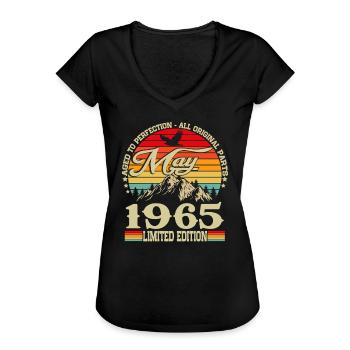Mai 1965 Jahrgang Geburtstag Vintage Retro - Frauen Vintage T-Shirt - Schwarz - Vorne - Danielle (179cm)