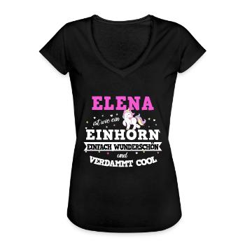 Elena Einhorn - Frauen Vintage T-Shirt - Schwarz - Vorne - Danielle (179cm)