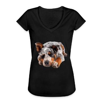 Australian Cattle Dog - Frauen Vintage T-Shirt - Schwarz - Vorne - Danielle (179cm)