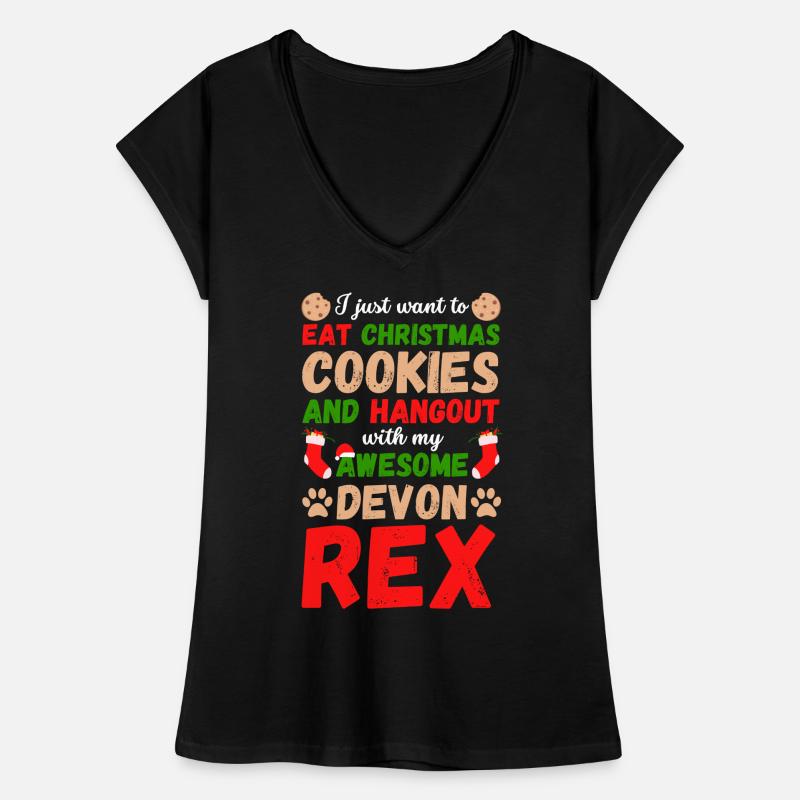 Weihnachten Katze Devon Rex Kekse Frauen Vintage T-Shirt
