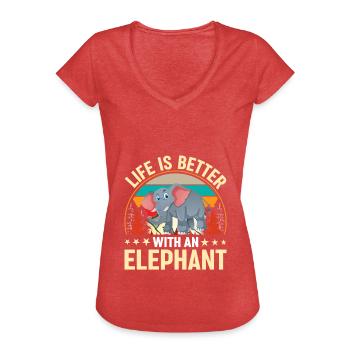Life Is Better With An Elephant Background Forest - Women's Vintage T-Shirt - heather red - Front - Danielle (179cm)