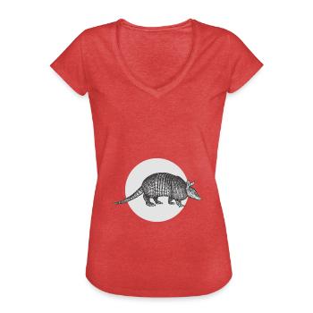 Coquillages Armou Armou Animal Faune - T-shirt vintage Femme - rouge chiné - Devant - Danielle (179cm)