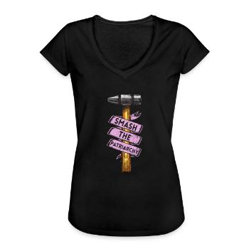 Smash The Patriarchy Feminist Women Empowerment - Frauen Vintage T-Shirt - Schwarz - Vorne - Danielle (179cm)