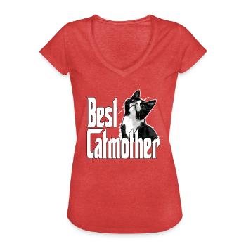 Cat Mom Best Catmother Ever Crazy Cat Mother Kitty - Women's Vintage T-Shirt - heather red - Front - Danielle (179cm)