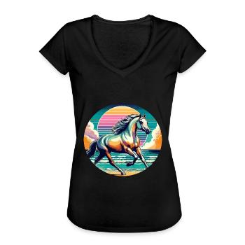 Art du cheval arabe - T-shirt vintage Femme - noir - Devant - Danielle (179cm)