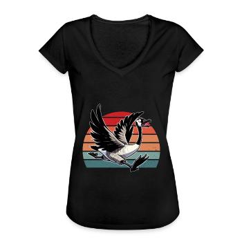 Lustige kanadische Gans - Frauen Vintage T-Shirt - Schwarz - Vorne - Danielle (179cm)
