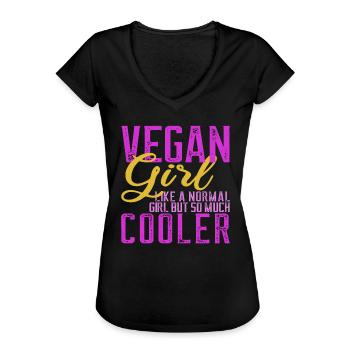 Vegan Veganer Veganerin Geschenk Frauen - Frauen Vintage T-Shirt - Schwarz - Vorne - Danielle (179cm)
