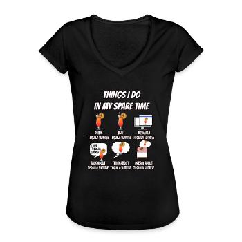 Tequila Sunrise - Frauen Vintage T-Shirt - Schwarz - Vorne - Danielle (179cm)