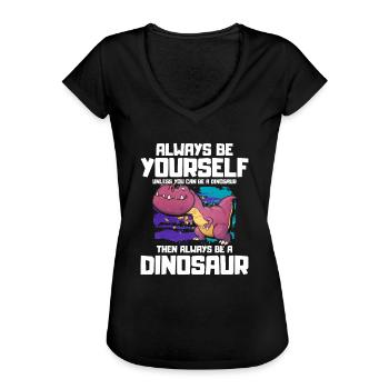 T-Rex - Frauen Vintage T-Shirt - Schwarz - Vorne - Danielle (179cm)